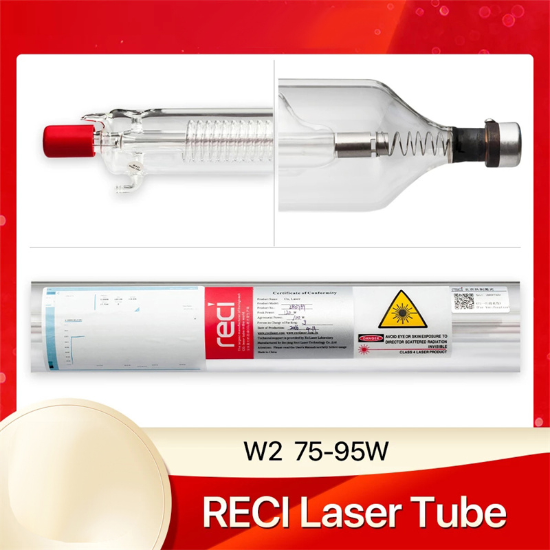  Reci W2/T2 90W-100W CO2 laserrör Trälåda förpackning CO2 lasergraveringsskärmaskin 