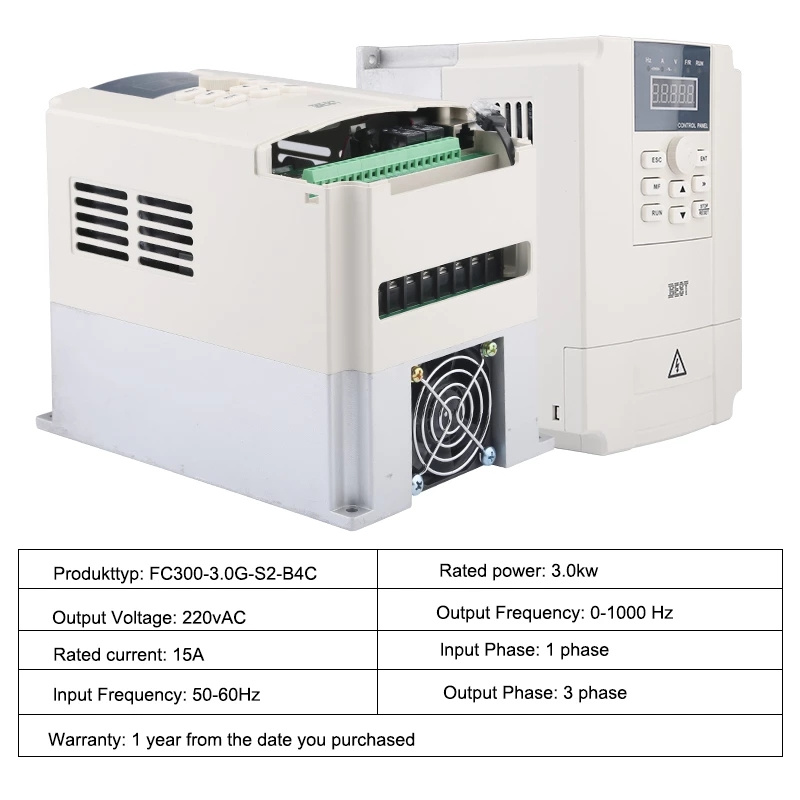 BEST Inverter VFD 3.0kw Frequency Conversion Drive 220V Inverter 3-fas utgång för CNC-router Spindelmotorhastighetskontroll