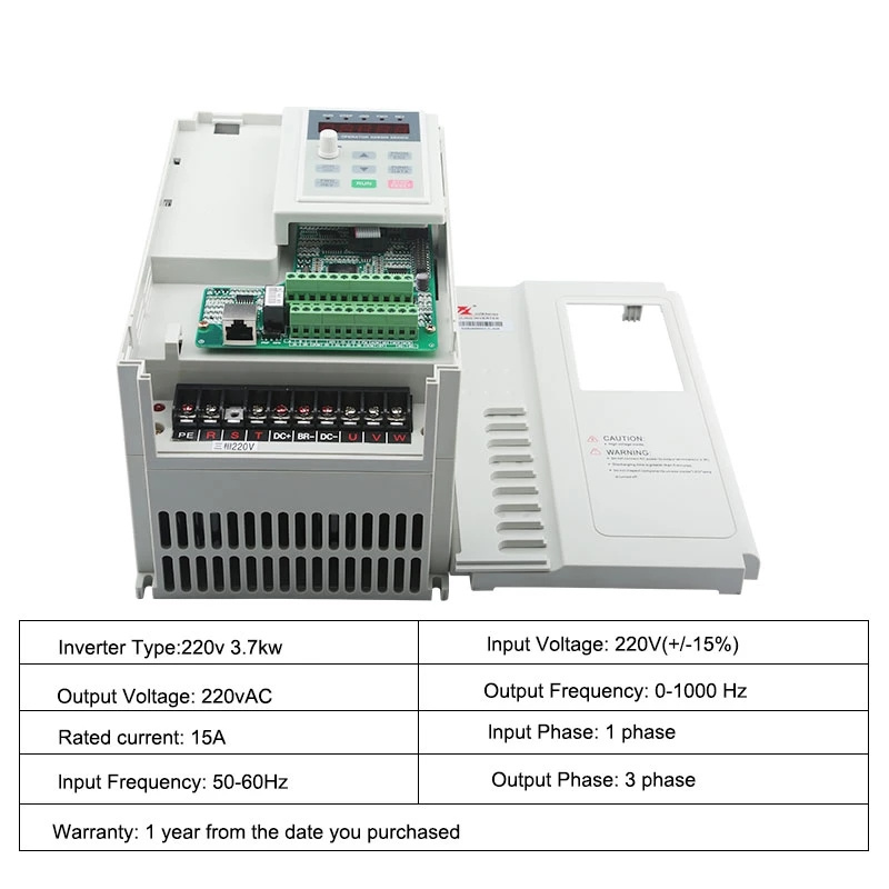 FULING Inverter VFD 3,7 KW 220V 380V Variabel Frekvensenhet 7A Ström, CNC-fräsmaskin Spindelmotorhastighetskontroll